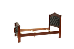 English Elm Dark Glam Full Size Bed Espresso Faux Leather Upholstered Headboard Footboard Elegant Frame Deluxe Comfort Cherry 47 L x 54 W x 6 H B011S00915