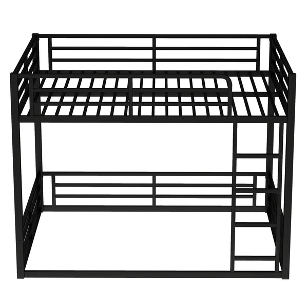 English Elm Metal Full-Over-Full Bunk Bed Frame - Heavy-Duty, Noise-Reduced Design For Kids And Adults In Black W1580S00158