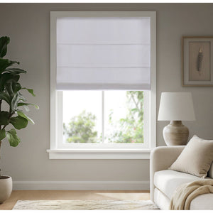 JLA Home Madison Park - Cordless Roman Blind with Basketweave Fabric — Child-Safe Thermal Shade, Energy-Saving Window Solution Matte white MP40-8791