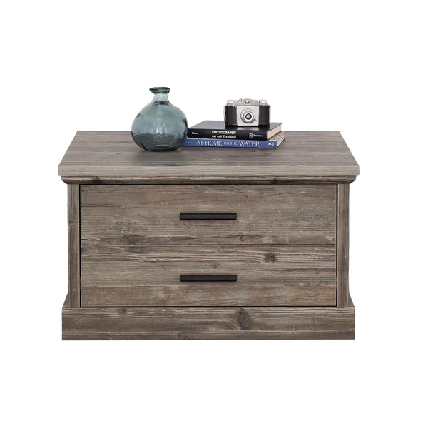English Elm Coffee Table with Spacious Drawer and Open Shelf, Engineered Wood, Rustic-Modern Farmhouse Charm, Sturdy Design Pine Wood B356P354435