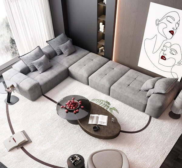 English Elm Modern Oversized Modular Sectional Sofa – Luxurious Chenille Fabric With 6 Pillows, No Assembly Needed! W1885S00072