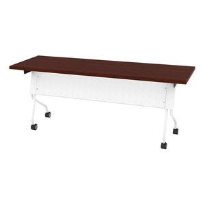 OSP Home Furnishings 6' Flip Top Nesting Training Table with Locking Casters for Office or Classroom Mahogany 84226WM
