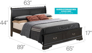 English Elm Elegant Black Queen Storage Bed - Modern Design With Smart Storage Solutions For Stylish Bedrooms B078S00350