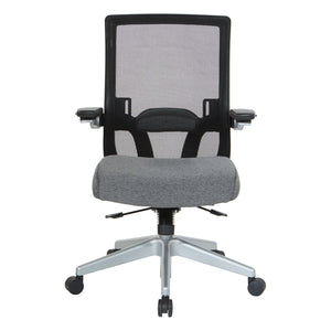 OSP Home Furnishings Black Mesh Back Ergonomic Office Chair with Flip Arms Lumbar Support and Synchro Tilt Charcoal 867-B26N64R