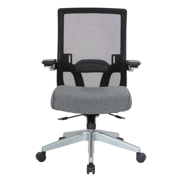 OSP Home Furnishings Black Mesh Back Ergonomic Office Chair with Flip Arms Lumbar Support and Synchro Tilt Charcoal 867-B26N64R