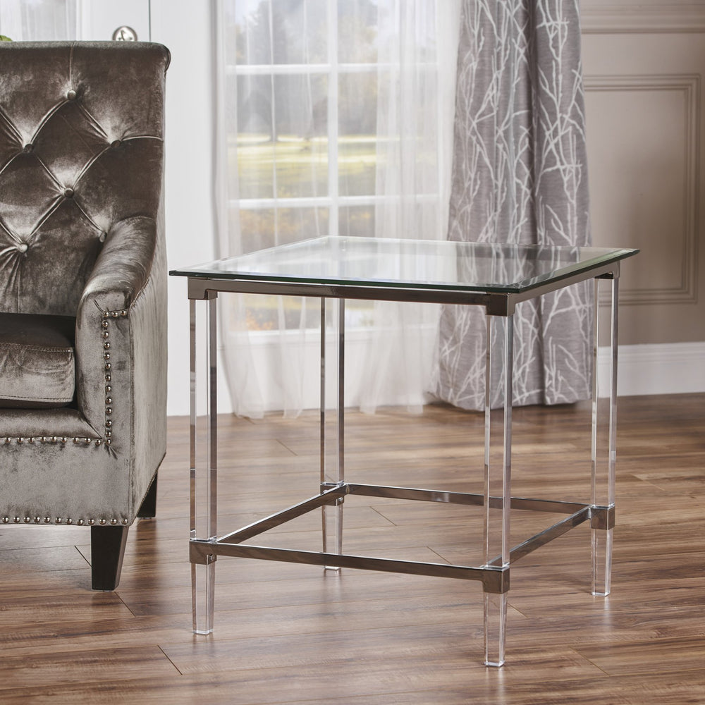 English Elm Christopher Knight Home® - SQUARE Clear Acrylic & Tempered Glass End Table — Modern 24" Square Accent Table, Durable Iron Frame 61528.00