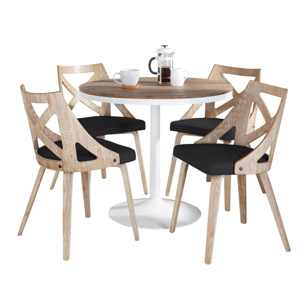 English Elm Dakota-Charlotte 5-Piece Contemporary Dining Set With Round Bamboo Table & Charcoal Upholstered Chairs B202S01497