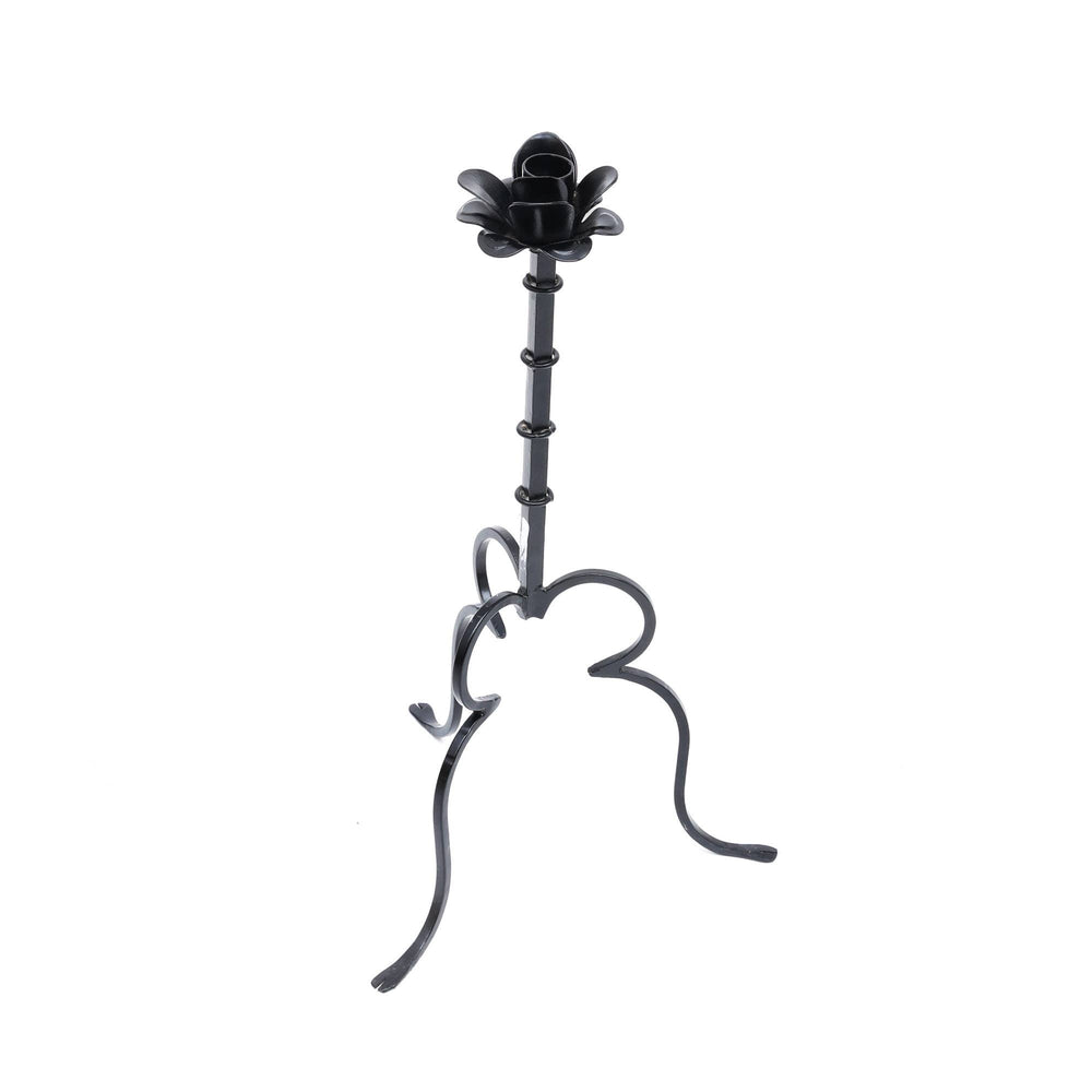 English Elm Home Metal Centerpiece Candle Holder 4x12" - Black Ornate Carved Iron Pillar Stand for Large Candles, Durable Elegance B346P336921