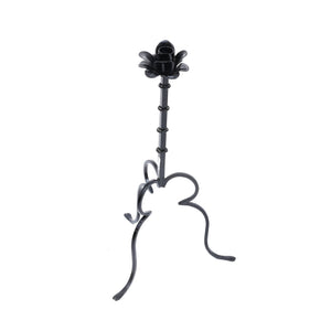 English Elm Home Metal Centerpiece Candle Holder 4x12" - Black Ornate Carved Iron Pillar Stand for Large Candles, Durable Elegance B346P336921