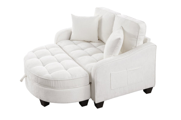 English Elm Two-Seater Chaise Lounge Sofa With Hidden Storage, Asymmetric Design & Plush Pillows For Comfort W487S00388-GIGA