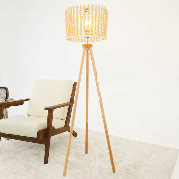 English Elm Ashcroft Furniture - Reading Brillo Three Legged Floor Lamp Brown Wood - Slim Plug-In Reading Light for Bed, Chair, Study (96) B183P315097