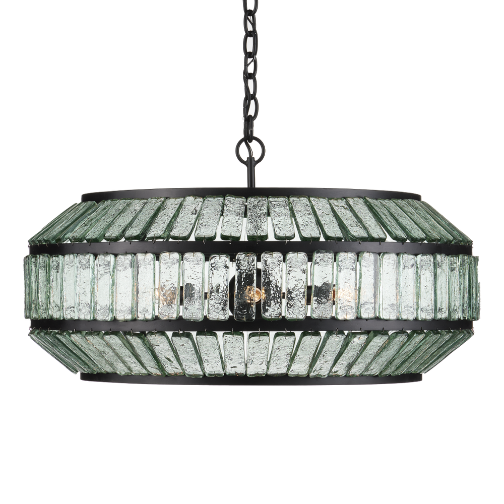 Centurion Chandelier - Elegant Recycled Glass & Wrought Iron Design, Modern Farmhouse Style Fixture