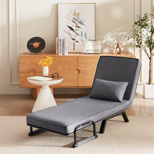 English Elm Folding Comfy Convertible Sleeper Sofa Bed — 5-in-1 Adjustable Futon Chair, Linen, Space-Saving Gray W1359P211938