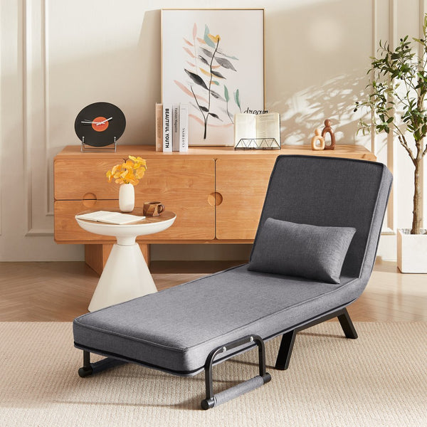 English Elm Folding Comfy Convertible Sleeper Sofa Bed — 5-in-1 Adjustable Futon Chair, Linen, Space-Saving Gray W1359P211938