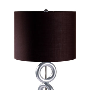 English Elm 29" Tall Metal Table Lamp - Modern Silver Finish With Espresso Round Shade For Stylish Lighting B072116166