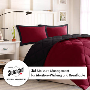 JLA Home Madison Park Essentials - 3M Scotchgard Diamond Quilting Comforter Set — Reversible Microfiber, Down-Alternative Warmth & Stain Control 94 L x 68 W x 1.5H BASI10-0601