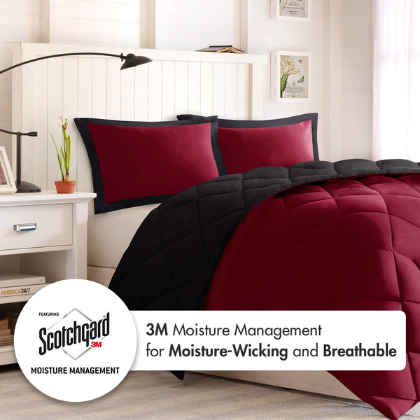 JLA Home Madison Park Essentials - 3M Scotchgard Diamond Quilting Comforter Set — Reversible Microfiber, Down-Alternative Warmth & Stain Control 94 L x 68 W x 1.5H BASI10-0601