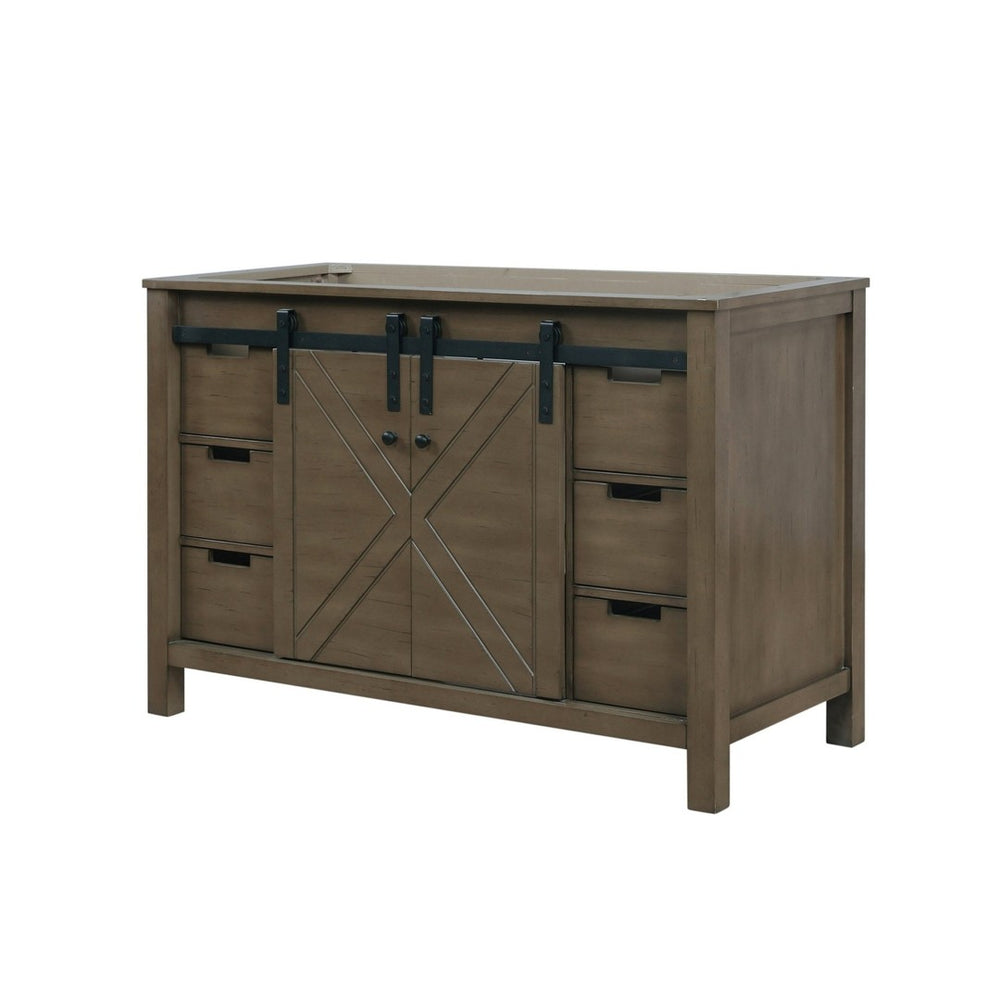 English Elm Rustic Brown Bath Vanity - 48" Wide Solid Wood Design With Soft-Close Drawers & Ample Storage B2731P260030-GIGA