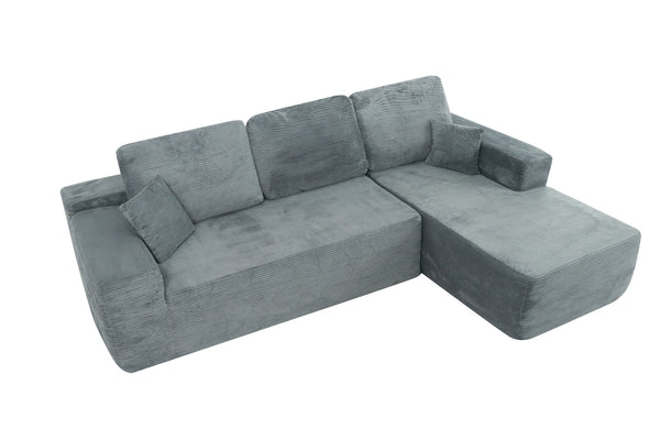 English Elm Cloud L-Shape Sectional Sofa - Plush Corduroy Couch With Deep Seats, No Assembly, Modern Living Room Comfort W3975S00012