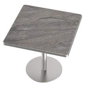 English Elm Square Bistro Pedestal Dining Table Faux Marble Top Gold Metal Base for Small Spaces W3316P421501