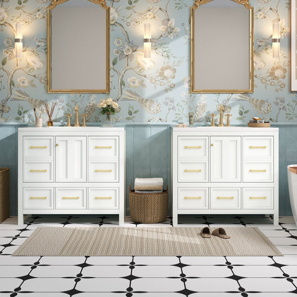 English Elm 72'' Elegant Freestanding Bathroom Vanity Set With Resin Sink, Soft-Closing Drawers & Ample Storage N710SS00012K