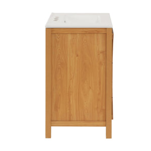English Elm 30 Inch Fluted Freestanding Bathroom Vanity Solid Wood Soft Close Spa Style W5278S00003