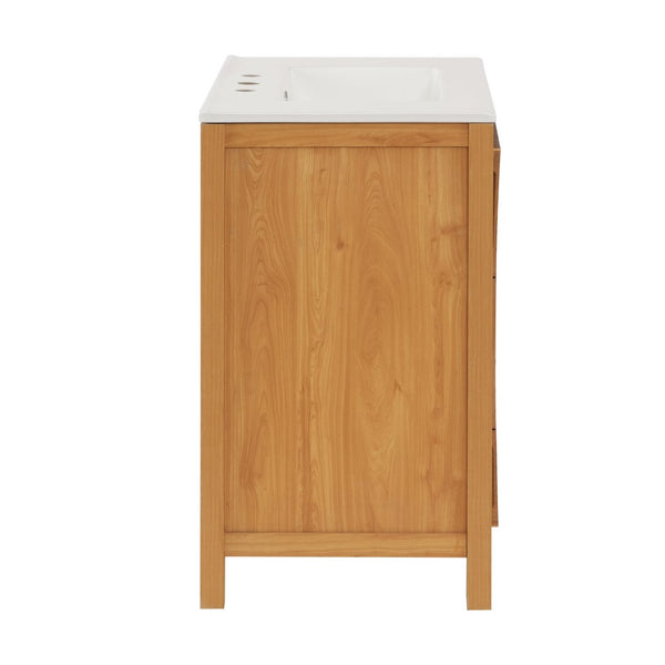 English Elm 30 Inch Fluted Freestanding Bathroom Vanity Solid Wood Soft Close Spa Style W5278S00003