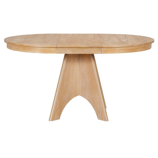 English Elm Trexm Rustic Farmhouse Extendable Dining Table Oak Veneer Drop Leaf Seats Six Natural Wood Wash N715P399861D