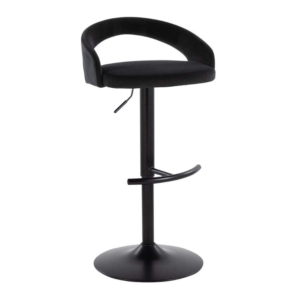 English Elm Adjustable Velvet Swivel Barstools with Matte Black Base for Kitchen or Home Bar Set of 3 B202S02051