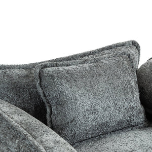 English Elm 55.32*39.76" Boucle Single Sofa with Ottoman, Wide Deep Cushion, Wrapped Arms, Storage Pockets, Cozy Contemporary Appeal DARK GREY W2715P269755