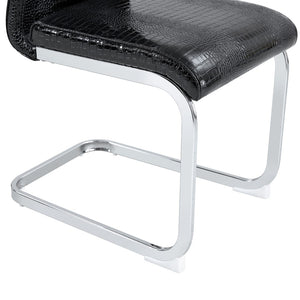 English Elm Luxury Pu Upholstered Dining Chair Set of 4 with Channel Stitching and Metal Legs Black W1512P491877