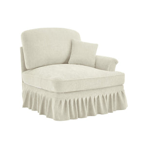 English Elm Sofa Chenille Sectional with Sculptural Curved Arms and Detachable Ruffle Skirt Modular W3041P332567