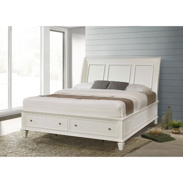 English Elm Pierce Eastern King Platform Bed with Led Headboard and Italian Gloss Finish B062S01803