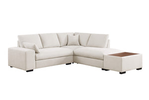 English Elm Joviel Woven Fabric Sectional with Chaise Ottoman Pocket Coil Living Room Sofa Beige B2749S00264