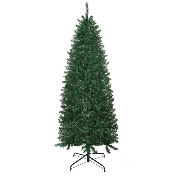 English Elm Homcom 6' Slim Fir Christmas Tree - Realistic Branches, Space-Saving Design, Easy Setup & Storage W2225P249625
