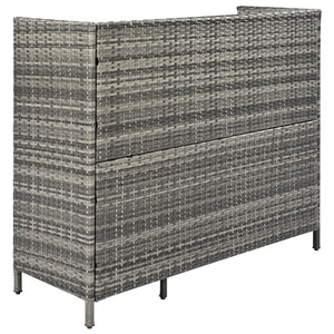 English Elm K&k Outdoor Wicker Bar Cabinet with Tempered Glass Top Adjustable Shelving and Drawer Grey N707P233745G