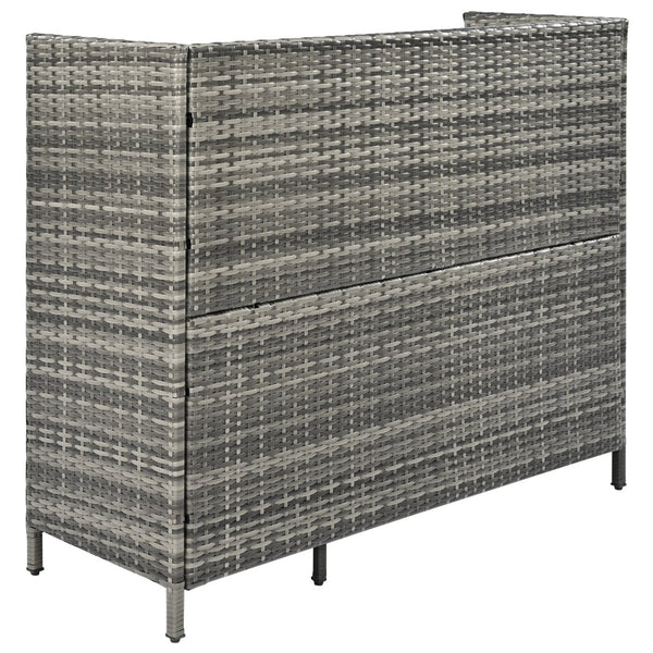English Elm K&k Outdoor Wicker Bar Cabinet with Tempered Glass Top Adjustable Shelving and Drawer Grey N707P233745G