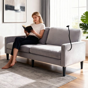 English Elm Modern Linen Loveseat with Washable Cover Spring Cushions Solid Frame Small Spaces W5052S00001