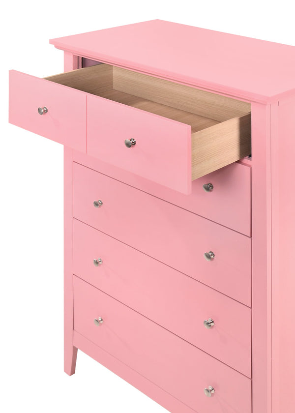 English Elm Charming Mid-Century Wood Veneer Storage Chest with Dovetail Drawers and Nickel Hardware, 48"H Pink 52 L x 35 W x 21 H B078108307