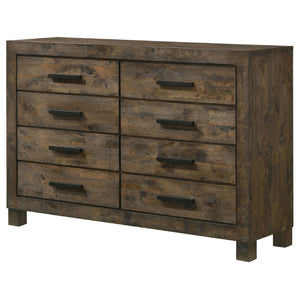 English Elm Bren Eight Drawer Rustic Dresser Wire Brushed Rubberwood Grain Farmhouse Bedroom Storage B062P451983