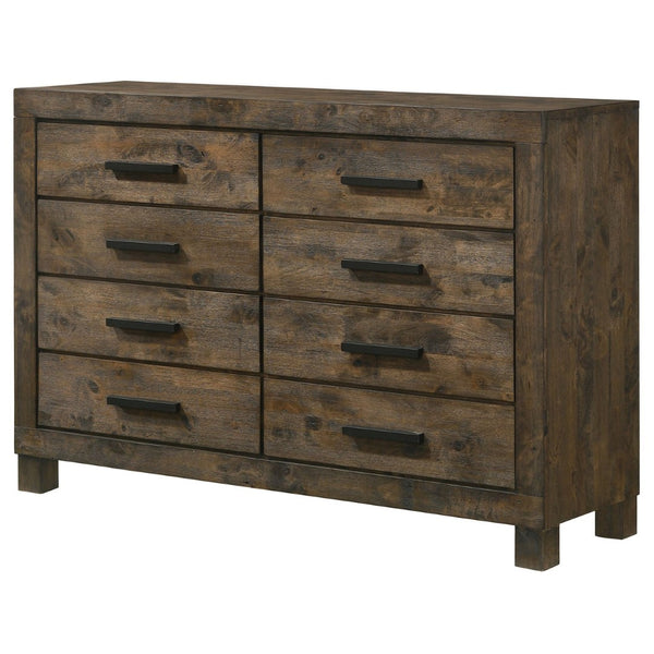 English Elm Bren Eight Drawer Rustic Dresser Wire Brushed Rubberwood Grain Farmhouse Bedroom Storage B062P451983