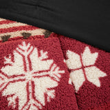 Woolrich Tunbridge Lodge/Cabin Print Sherpa Comforter Set WR10-3857 Red/Black