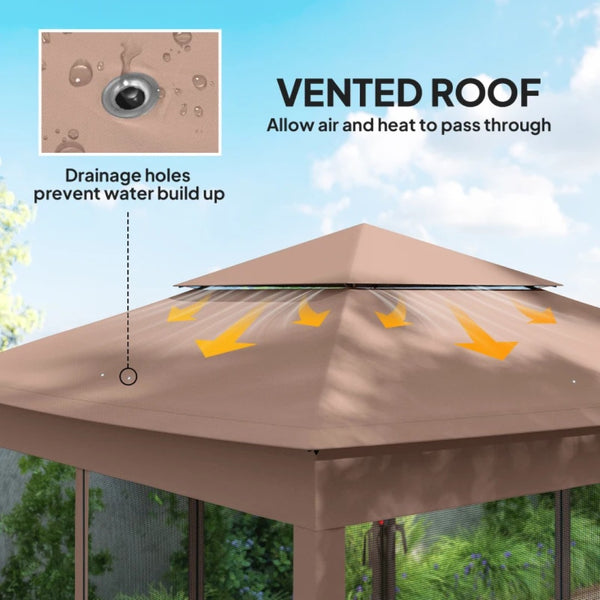 English Elm Handy Pop up Gazebo with Vented Dual Roof Mesh Walls Steel Frame Backyard Shelter T3971P486741