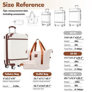 English Elm Hardshell Abs Suitcase Set with Duffel and Toiletry Bag Tsa Lock Spinner Wheels White N732P193484K