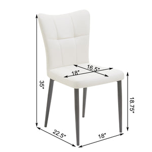 English Elm Set of 2 Dining Chairs with Thick Cushions and PU Leather Upholstery — Modern Sturdy Iron Frames for Home & Restaurant Seating Black,White N842P300566K