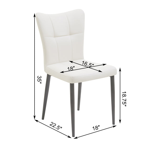 English Elm Set of 2 Dining Chairs with Thick Cushions and PU Leather Upholstery — Modern Sturdy Iron Frames for Home & Restaurant Seating Black,White N842P300566K