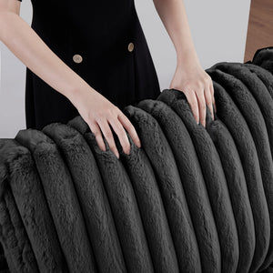 English Elm ST2401 corduroy sofa sleeper with pull-out bed and dual chaise storage, breathable plush comfort DARK GREY W1805S00110