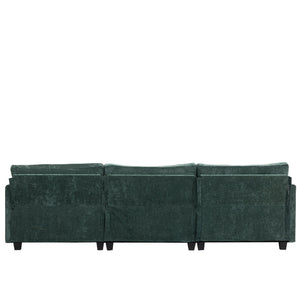 English Elm 111.42*32.28" XXL 3-Seater Chenille Sofa with Ultra-Soft Cushions, High-Rebound Comfort & Sturdy Black Legs Dark Green W2715S00002