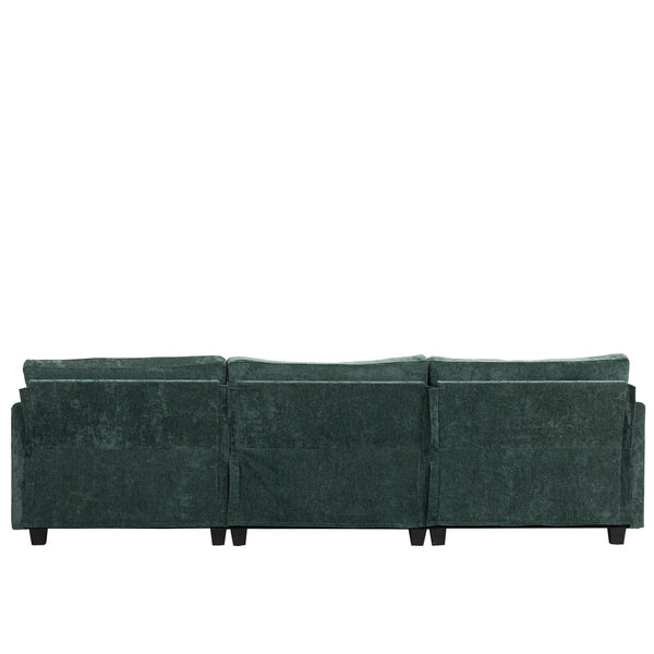 English Elm 111.42*32.28" XXL 3-Seater Chenille Sofa with Ultra-Soft Cushions, High-Rebound Comfort & Sturdy Black Legs Dark Green W2715S00002