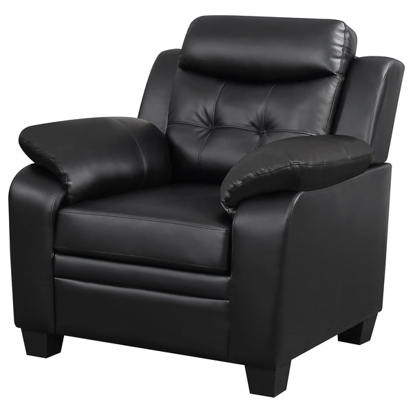 English Elm Winchell Black Tufted Upholstered Accent Chair with Padded Arms, Leatherette Comfort & Modern Elegance B062P331078